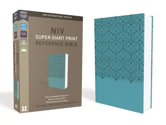NIV, referenční bible s obřím tiskem, imitace kůže, modrá, edice s červenými písmeny - NIV, Super Giant Print Reference Bible, Imitation Leather, Blue, Red Letter Edition
