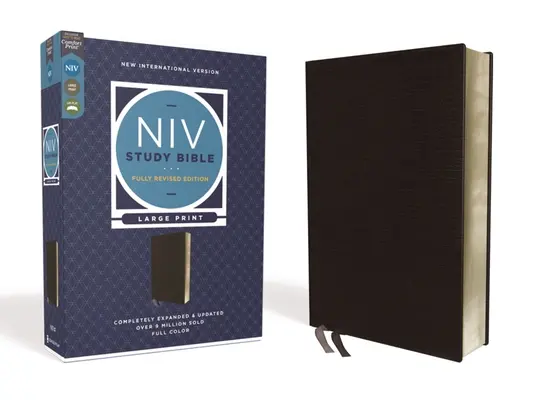 NIV Study Bible, Fully Revised Edition, Large Print, Bonded Leather, Black, Red Letter, Comfort Print