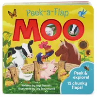 Moo - Peek a Flap Children's Board Book (Kukátko s klapkou pro děti) - Moo - Peek a Flap Children's Board Book