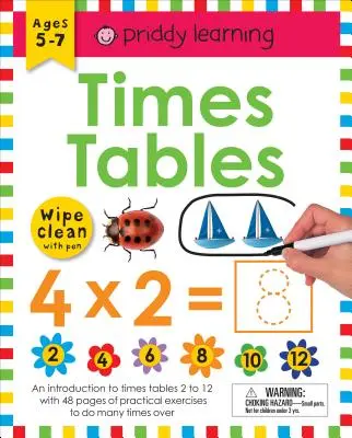 Pracovní sešit Wipe Clean: (přiložená spirálová vazba): Věk 6+; Wipe-Clean s perem a flash kartami. - Wipe Clean Workbook: Times Tables (Enclosed Spiral Binding): Ages 6+; Wipe-Clean with Pen & Flash Cards