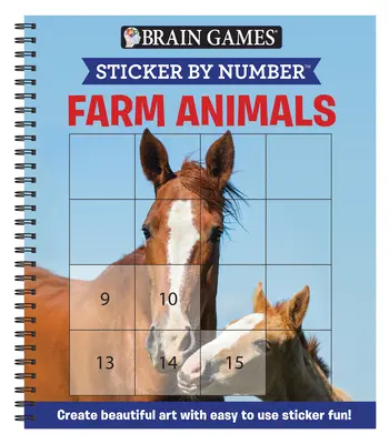 Hry na mozek - Samolepky podle čísel: (Snadné - čtvercové samolepky): Vytvořte si krásné umění s jednoduchou zábavou se samolepkami! - Brain Games - Sticker by Number: Farm Animals (Easy - Square Stickers): Create Beautiful Art with Easy to Use Sticker Fun!