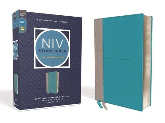 NIV Study Bible, Fully Revised Edition, Leathersoft, Teal/Grey, Red Letter, Comfort Print - NIV Study Bible, Fully Revised Edition, Leathersoft, Teal/Gray, Red Letter, Comfort Print