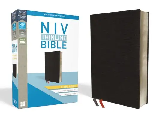 NIV, tenká Bible, obří tisk, lepená kůže, černá, indexovaná, vydání s červeným písmem - NIV, Thinline Bible, Giant Print, Bonded Leather, Black, Indexed, Red Letter Edition
