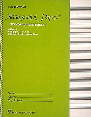 Standardní rukopisný papír s drátěnou vazbou (zelená obálka) - Standard Wirebound Manuscript Paper (Green Cover)