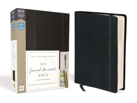 NIV, Journal the Word Bible, tvrdá vazba, černá barva, edice s červeným písmem, komfortní tisk: - NIV, Journal the Word Bible, Hardcover, Black, Red Letter Edition, Comfort Print: Reflect, Take Notes, or Create Art Next to Your Favorite Verses