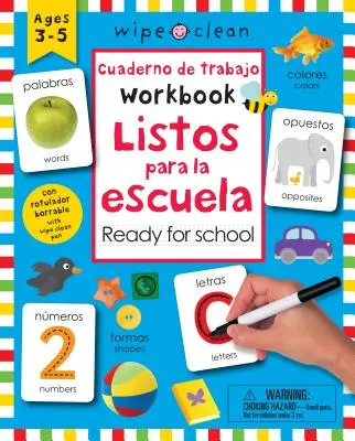 Wipe Clean: Dvojjazyčný pracovní sešit Připraveno do školy: S perem Wipe Clean - Wipe Clean: Bilingual Workbook Ready for School: Ages 3-5; With Wipe Clean Pen