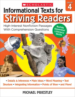 Informační texty pro snaživé čtenáře: Grade 4: High-Interest Non-Fiction Passages with Comprehension Questions (Úryvky z literatury faktu s otázkami na porozumění) - Informational Texts for Striving Readers: Grade 4: High-Interest Nonfiction Passages with Comprehension Questions