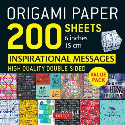 Origami papír 200 listů Inspirativní poselství 6 (15 CM): Tuttle Origami papír: Vysoce kvalitní oboustranné archy origami s potiskem 12 různých de - Origami Paper 200 Sheets Inspirational Messages 6 (15 CM): Tuttle Origami Paper: High-Quality Double Sided Origami Sheets Printed with 12 Different De
