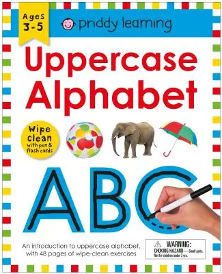 Pracovní sešit Wipe Clean: Velká abeceda (přiložená spirálová vazba): Věk: 3-6 let; Wipe-Clean s perem a flash kartami. - Wipe Clean Workbook: Uppercase Alphabet (Enclosed Spiral Binding): Ages 3-6; Wipe-Clean with Pen & Flash Cards