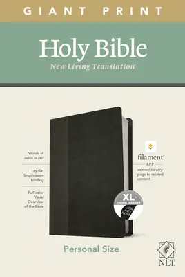 Bible NLT v obřím formátu pro osobní potřebu, vydání s podporou vláken (červené písmo, kožená, černá/nyxová, indexovaná) - NLT Personal Size Giant Print Bible, Filament Enabled Edition (Red Letter, Leatherlike, Black/Onyx, Indexed)