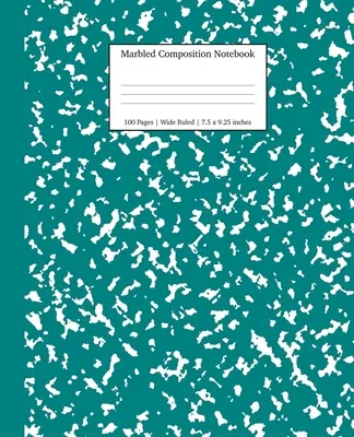 Mramorovaný kompoziční sešit: Tématický sešit: Teal Marble Wide Ruled Paper - Marbled Composition Notebook: Teal Marble Wide Ruled Paper Subject Book