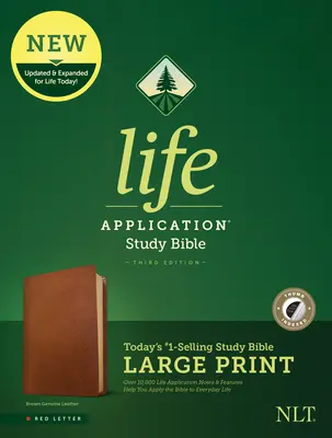 NLT Life Application Study Bible, třetí vydání, velký tisk (červené písmo, pravá kůže, hnědá, indexovaná) - NLT Life Application Study Bible, Third Edition, Large Print (Red Letter, Genuine Leather, Brown, Indexed)