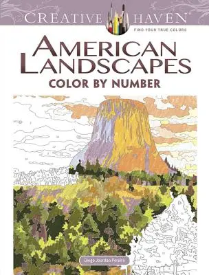 Creative Haven Americké krajiny Omalovánky podle čísel - Creative Haven American Landscapes Color by Number Coloring Book