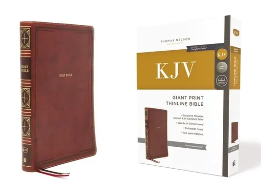 KJV, tenká Bible, obří tisk, kožená měkká, hnědá, vydání s červenými písmeny, komfortní tisk: Bible svatá, verze krále Jakuba - Kjv, Thinline Bible, Giant Print, Leathersoft, Brown, Red Letter Edition, Comfort Print: Holy Bible, King James Version