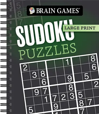 Hry na mozek - velký tisk: Hádanky sudoku (tmavě šedá) - Brain Games - Large Print: Sudoku Puzzles (Dark Gray)