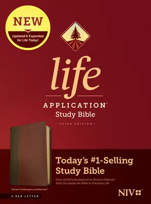 NIV Life Application Study Bible, třetí vydání (červené písmo, kožená vazba, hnědá/mahagon) - NIV Life Application Study Bible, Third Edition (Red Letter, Leatherlike, Brown/Mahogany)