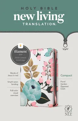 NLT Compact Zipper Bible, vydání s podporou vláken (červené písmo, plátno, květinová zahrada) - NLT Compact Zipper Bible, Filament Enabled Edition (Red Letter, Cloth, Floral Garden)