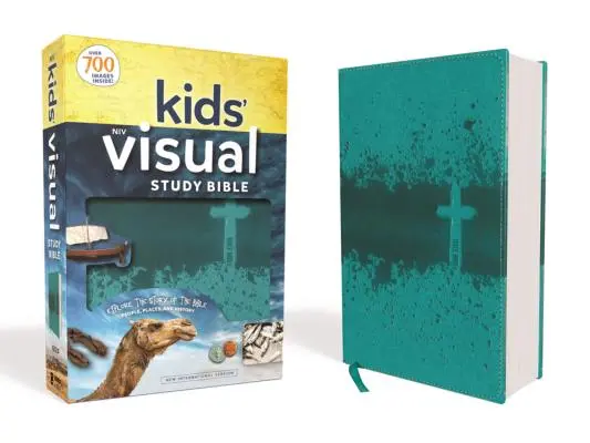 Niv, Dětská vizuální studijní bible, kožená měkká, barva Teal, plnobarevný interiér: Prozkoumejte příběh Bible - lidé, místa a dějiny. - Niv, Kids' Visual Study Bible, Leathersoft, Teal, Full Color Interior: Explore the Story of the Bible---People, Places, and History