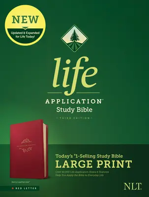 NLT Life Application Study Bible, třetí vydání, velký tisk (červené písmeno, kožená vazba, bobule) - NLT Life Application Study Bible, Third Edition, Large Print (Red Letter, Leatherlike, Berry)