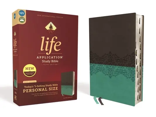 Niv, Studijní bible Life Application, třetí vydání, osobní velikost, kožená měkká, šedá/tealová, indexovaná, červené písmo - Niv, Life Application Study Bible, Third Edition, Personal Size, Leathersoft, Gray/Teal, Indexed, Red Letter Edition