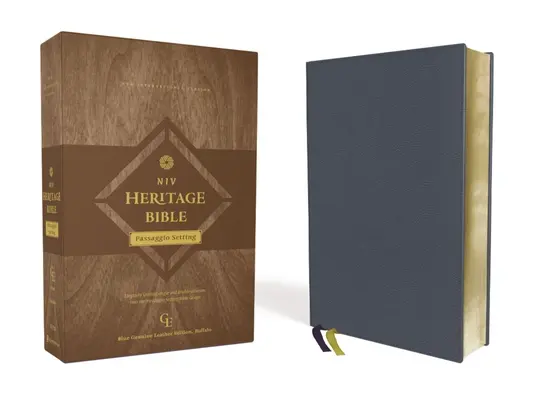 Niv, Heritage Bible, Passaggio Setting, pravá kůže, Buffalo, modrá, sladěné linie, umělecké zlacené okraje, komfortní tisk: Elegantně sjednocující jednoduchý a do - Niv, Heritage Bible, Passaggio Setting, Genuine Leather, Buffalo, Blue, Line Matched, Art Gilded Edges, Comfort Print: Elegantly Uniting Single and Do