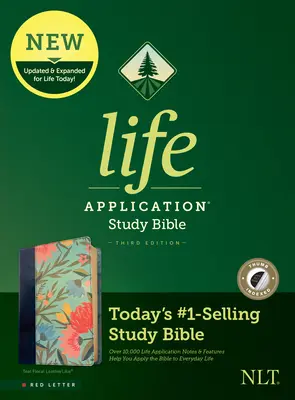 NLT Life Application Study Bible, třetí vydání (červené písmo, kožená vazba, tealová barva, indexovaná) - NLT Life Application Study Bible, Third Edition (Red Letter, Leatherlike, Teal Floral, Indexed)