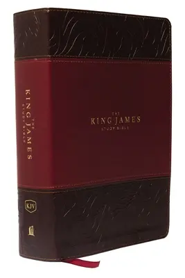 Studijní bible krále Jakuba, imitace kůže, vínová barva, celobarevné vydání - The King James Study Bible, Imitation Leather, Burgundy, Full-Color Edition