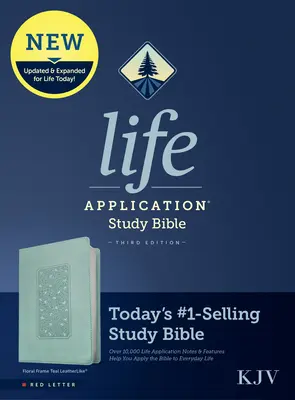 KJV Life Application Study Bible, třetí vydání (červené písmo, Leatherlike, Floral Frame Teal) - KJV Life Application Study Bible, Third Edition (Red Letter, Leatherlike, Floral Frame Teal)