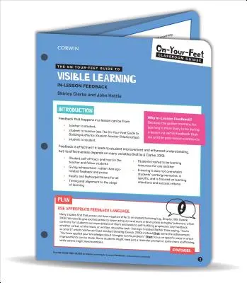 Průvodce viditelným učením - zpětná vazba během vyučovací hodiny (On-Your-Feet Guide to Visible Learning - In-Lesson Feedback) - On-Your-Feet Guide to Visible Learning - In-Lesson Feedback