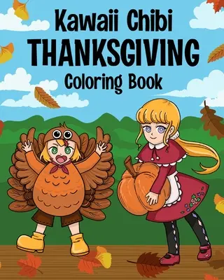 Kawaii Chibi Díkůvzdání Omalovánky pro děti a dospělé - Kawaii Chibi Thanksgiving Coloring Book for Kids and Adults