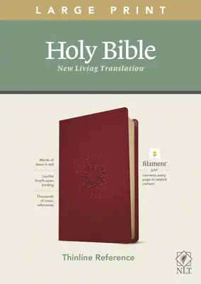 NLT Large Print Thinline Reference Bible, edice s vlákny (červené písmo, kožená vazba, bobule) - NLT Large Print Thinline Reference Bible, Filament Enabled Edition (Red Letter, Leatherlike, Berry)