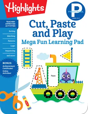 Podložka pro předškolní vzdělávání Vystřihuj, vkládej a hraj si Mega zábavné učení - Preschool Cut, Paste, and Play Mega Fun Learning Pad