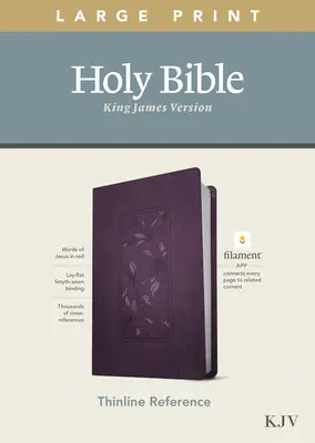KJV Large Print Thinline Reference Bible, Filament Enabled Edition (červené písmo, kožená vazba, květinová/fialová) - KJV Large Print Thinline Reference Bible, Filament Enabled Edition (Red Letter, Leatherlike, Floral/Purple)