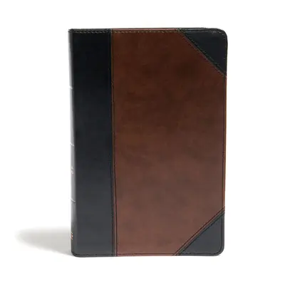 CSB Velká referenční bible osobní velikosti, černá/hnědá kůže s dotykem - CSB Large Print Personal Size Reference Bible, Black/Brown Leathertouch