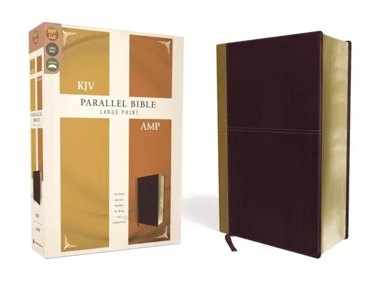 KJV, Amplified, Parallel Bible, Large Print, Leathersoft, Tan/Burgundy, Red Letter Edition: Bible s velkým písmem: Dvě verze Bible dohromady pro studium a porovnávání - KJV, Amplified, Parallel Bible, Large Print, Leathersoft, Tan/Burgundy, Red Letter Edition: Two Bible Versions Together for Study and Comparison