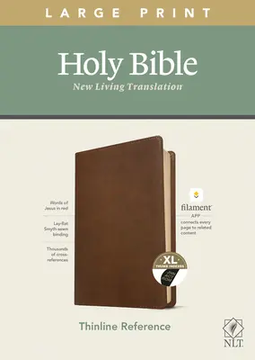 NLT Large Print Thinline Reference Bible, Filament Enabled Edition (červené písmo, kožená vazba, rustikální hnědá, indexovaná) - NLT Large Print Thinline Reference Bible, Filament Enabled Edition (Red Letter, Leatherlike, Rustic Brown, Indexed)