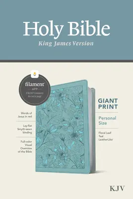 Bible KJV v osobní velikosti s obřím tiskem, edice s podporou vláken (červené písmo, kožená vazba, květinový list teal) - KJV Personal Size Giant Print Bible, Filament Enabled Edition (Red Letter, Leatherlike, Floral Leaf Teal)