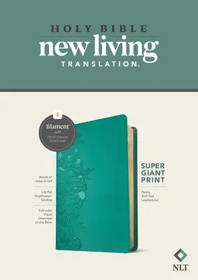 NLT Super Giant Print Bible, Filament Enabled Edition (Red Letter, Leatherlike, Peony Rich Teal)