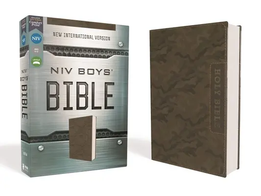 Niv, Bible pro chlapce, kožená měkká, hnědá kamufláž, pohodlný potisk - Niv, Boys' Bible, Leathersoft, Brown Camo, Comfort Print
