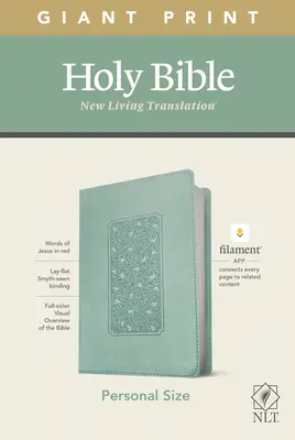 NLT Bible v osobní velikosti s obřím tiskem, edice s podporou vláken (červené písmo, kožená vazba, květinový rámeček Teal) - NLT Personal Size Giant Print Bible, Filament Enabled Edition (Red Letter, Leatherlike, Floral Frame Teal)