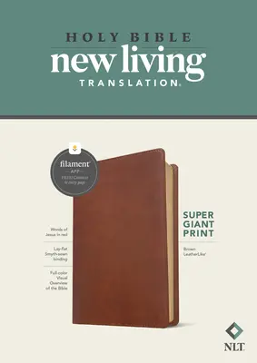 NLT Super Giant Print Bible, Filament Enabled Edition (červené písmeno, kožená vazba, hnědá) - NLT Super Giant Print Bible, Filament Enabled Edition (Red Letter, Leatherlike, Brown)