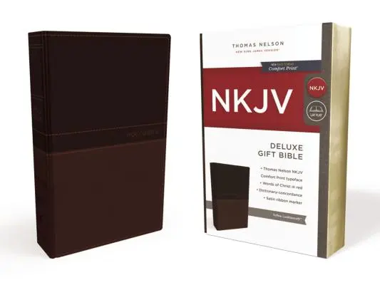 NKJV, Luxusní dárková bible, imitace kůže, hnědá, edice s červeným písmem - NKJV, Deluxe Gift Bible, Imitation Leather, Tan, Red Letter Edition