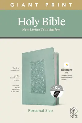 Bible NLT Personal Size Giant Print, Filament Enabled Edition (Red Letter, Leatherlike, Floral Frame Teal, Indexed) - NLT Personal Size Giant Print Bible, Filament Enabled Edition (Red Letter, Leatherlike, Floral Frame Teal, Indexed)