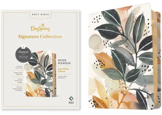 NLT Bible se širokým okrajem, edice s podporou vláken (červené písmo, kožená vazba, podzimní listí): Dayspring Signature Collection - NLT Wide Margin Bible, Filament Enabled Edition (Red Letter, Leatherlike, Autumn Leaves): Dayspring Signature Collection