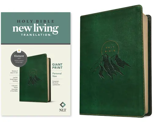 NLT Bible pro osobní potřebu, vydání s podporou vláken (kožená, Evergreen Mountain ) - NLT Personal Size Giant Print Bible, Filament Enabled Edition (Leatherlike, Evergreen Mountain )
