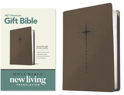 Prémiová dárková Bible NLT (červené písmo, kožená, hvězdný kříž Taupe) - Premium Gift Bible NLT (Red Letter, Leatherlike, Star Cross Taupe)