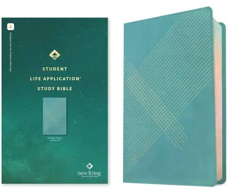 Studentská studijní bible NLT Life Application Study Bible, edice s vlákny (červené písmo, kožená vazba, teal blue stripes) - NLT Student Life Application Study Bible, Filament Enabled Edition (Red Letter, Leatherlike, Teal Blue Striped)