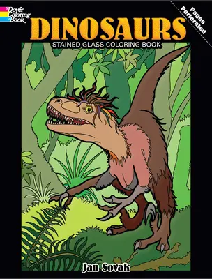 Vitrážové omalovánky dinosaurů - Dinosaurs Stained Glass Coloring Book