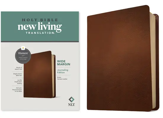 NLT Wide Margin Bible, Filament Enabled Edition (červené písmo, pravá kůže, hnědá) - NLT Wide Margin Bible, Filament Enabled Edition (Red Letter, Genuine Leather, Brown)