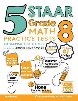 5 cvičných testů STAAR pro 8. třídu z matematiky: Cvičení navíc k dosažení vynikajícího skóre - 5 STAAR Grade 8 Math Practice Tests: Extra Practice to Help Achieve an Excellent Score